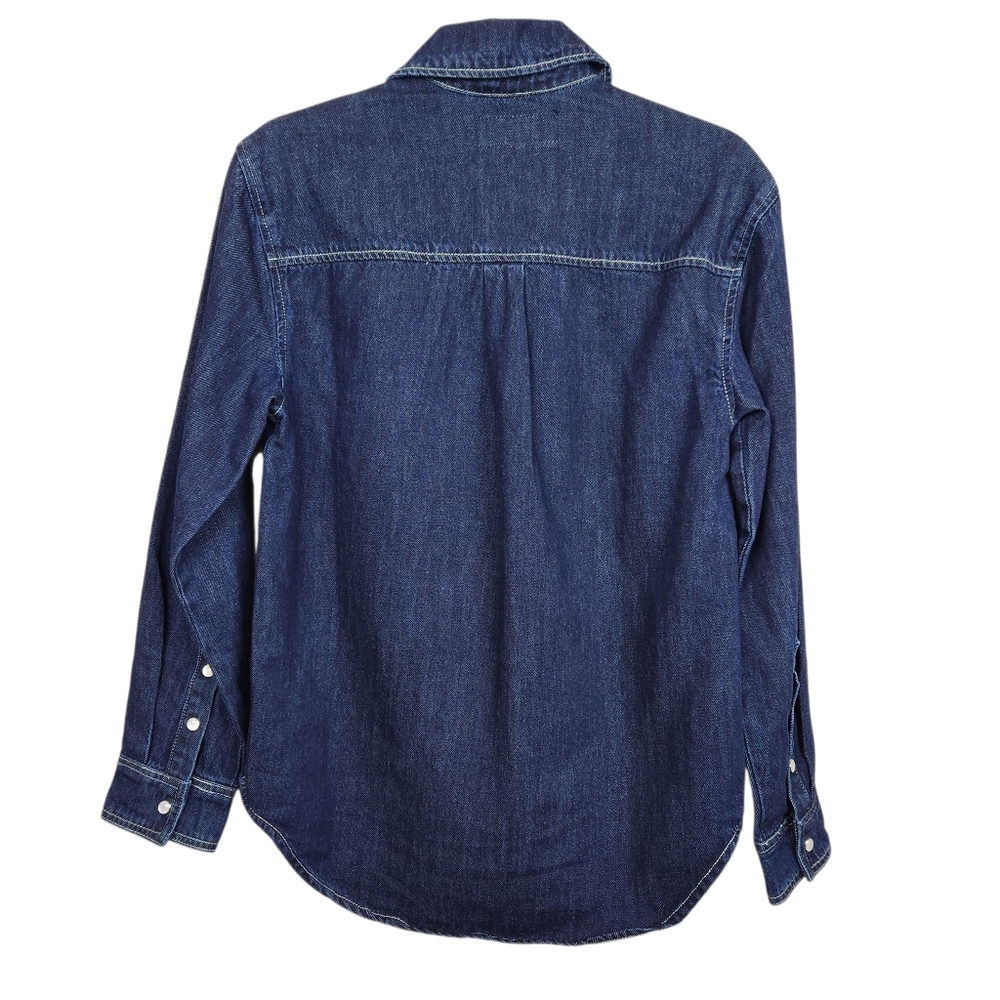 Blank NYC Shot Caller NWT Pearl Snap Dark Wash LS Denim Shirt Womens Size S - Picture 6 of 15
